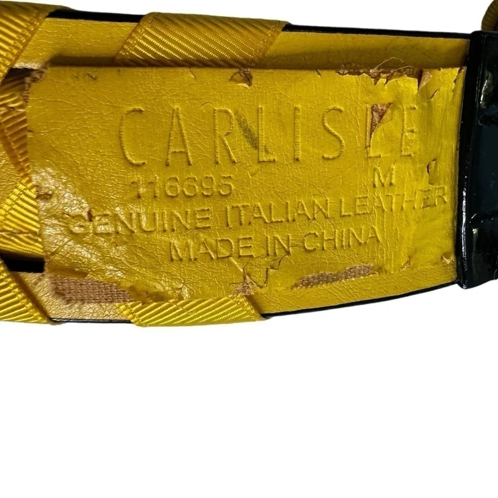 Carlisle Y2K Black Patent Leather Belt Yellow Ribbon